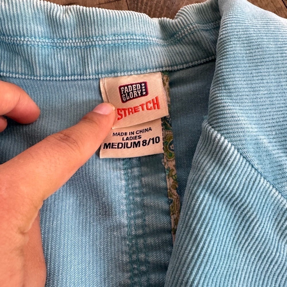 Vintage retro Faded Glory Blue Corduroy Blazer Classic Tailored Fit - Picture 4 of 8
